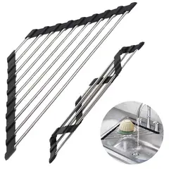 GENERICO - Negro Escurridor De Platos Plegable Para Cocina 41x16cm