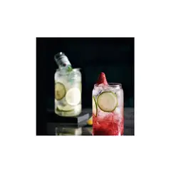 GENERICO - PACK 4 VASOS DE VIDRIO CON TAPA DE BAMBÚ