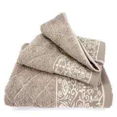 ANDES - JUEGO TOALLA 2 PIEZAS FLORES BEIGE