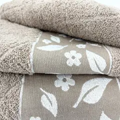 ANDES - JUEGO TOALLA 3 PIEZAS HOJAS BEIGE