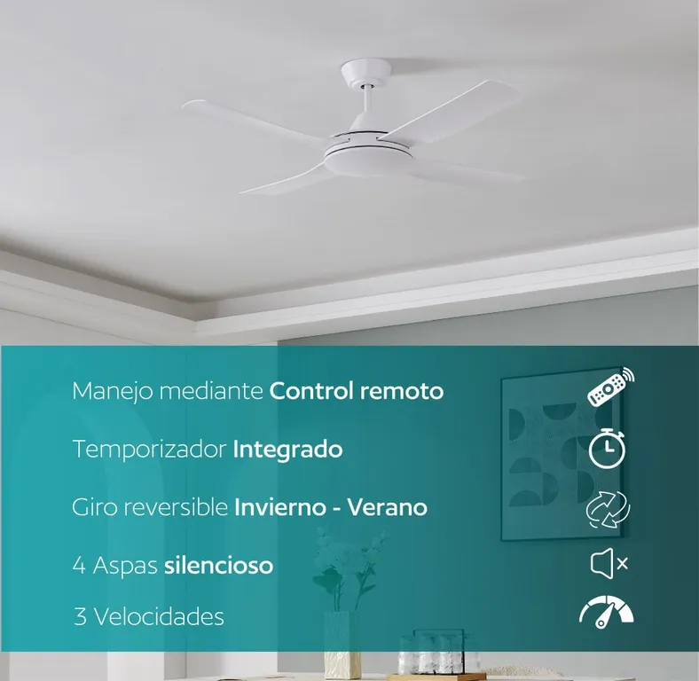Ventilador Techo Bondi control remoto invierno verano giro reversible