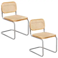 VENHOOUSE - Pack 2 Sillas Para Comedor Breuer Madera Y Ratán Natural