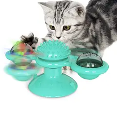 MASCO TODO - Juguete Antiestres para Gatos Catnip Tocadisco Molino Viento