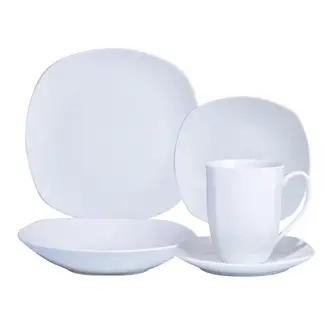 HALLEN - Juego Set de Vajilla 30Pzas Porcelana Blanca