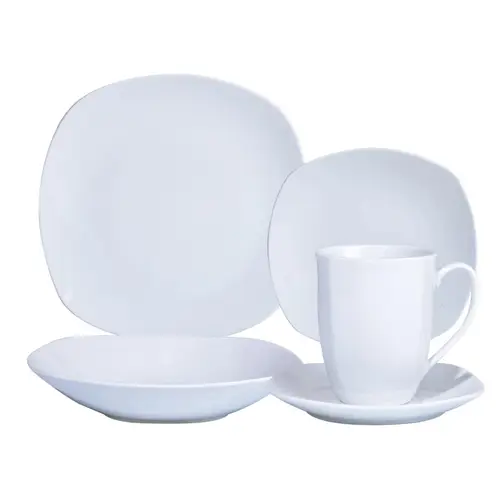 HALLEN - Juego Set de Vajilla 30Pzas Porcelana Blanca