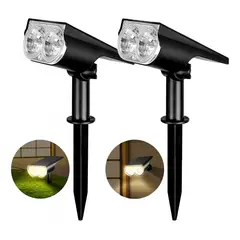 GENERICO - 2 Luz Cálida Focos Solares Impermeable Jardín Patio Paisaje