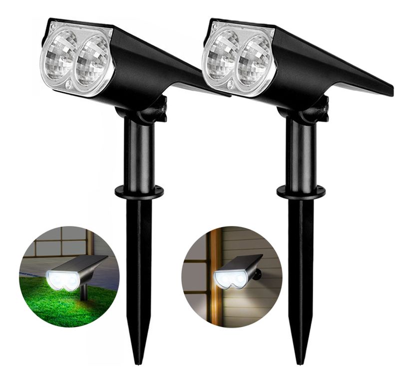 2 Luz Blanca Focos Solares Impermeable Jardín Patio Paisaje
