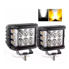 ESHOPANGIE - Pack X2 Auto Spot Bicolor 36w 4x4 Estrobo Blanco + Amarillo