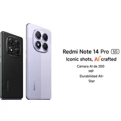XIAOMI - Redmi Note 14 Pro 5G  8GB RAM+ 256GB Resistente agua IP68 Camara AI -Midnight Black