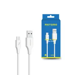 MOTOMO - Cable MO-MAX 2.4 Motomo, USB-C a USB-A, 3 Metros, Color Blanco