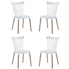 HABITA2 CHILE - Pack 4 Silla de Comedor Windsor de Polipropileno Blanco