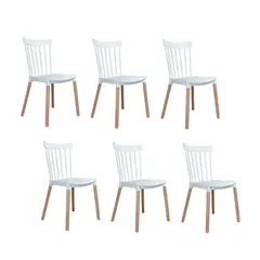 HABITA2 CHILE - Pack 6 Silla de Comedor Windsor de Polipropileno Blanco
