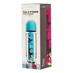 GENERICO - Botella Pastillero Organizador Semanal Vitaminas Agua Color Azul