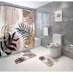 GENERICO - Set de Baño 4 Piezas Alfombrillas Cortina De Baño