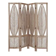 OEM - Biombo De Madera Resistente 4 Paneles Diseño Hoja 40x170cm