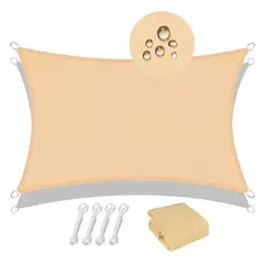 KUANGYE - Carpa Lona Vela Malla Sombra Hdpe Rectangular 3x2 M Beige