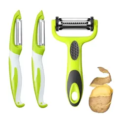 GENERICO - 3 En 1 Multifunción Pelador Rotativo Y Pelador De Péndulo 3Pcs