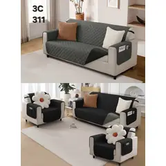 ANGELES DEL HOGAR - CUBE SOFA REVERSIBLE CON BOLSA 3 CUERPOS NEGRO+GRIS