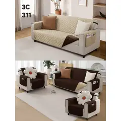 ANGELES DEL HOGAR - CUBE SOFA REVERSIBLE CON BOLSA 3 CUERPOS CAFÉ+BEIGE