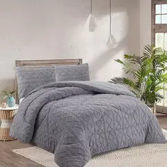 ANGELES DEL HOGAR - COBERTOR DE INVIERNO TRENZADO  PLAZA Y MEDIA GRIS