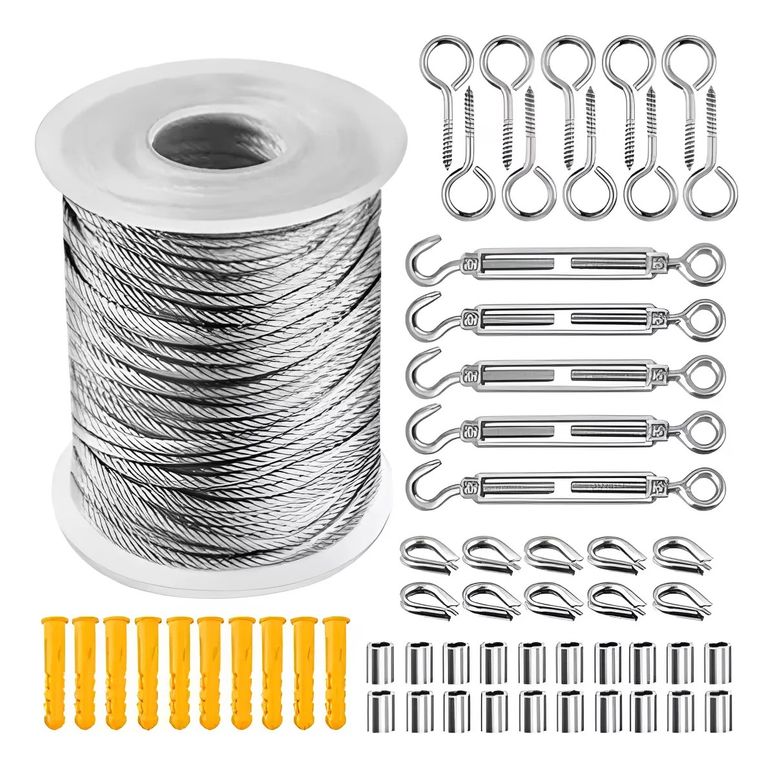 Kit De Cable Tensor De Acero De 30 M Gancho Galvanizado