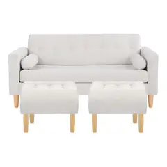 BODEVIR - Sofa Retro 3C+2 Pouf Felpa 05 Crudo