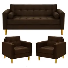 BODEVIR - Sofa Retro 3C+1+1 Felpa 01 Chocolate