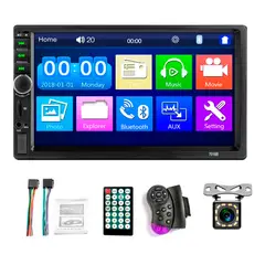 GENERICO - Pantalla 7in Cámara Reversa Radio FM Bluethooth para Auto con control