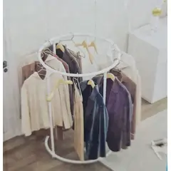 GENERICO - Perchero Organizador Circular Giratorio Blanco con ruedas