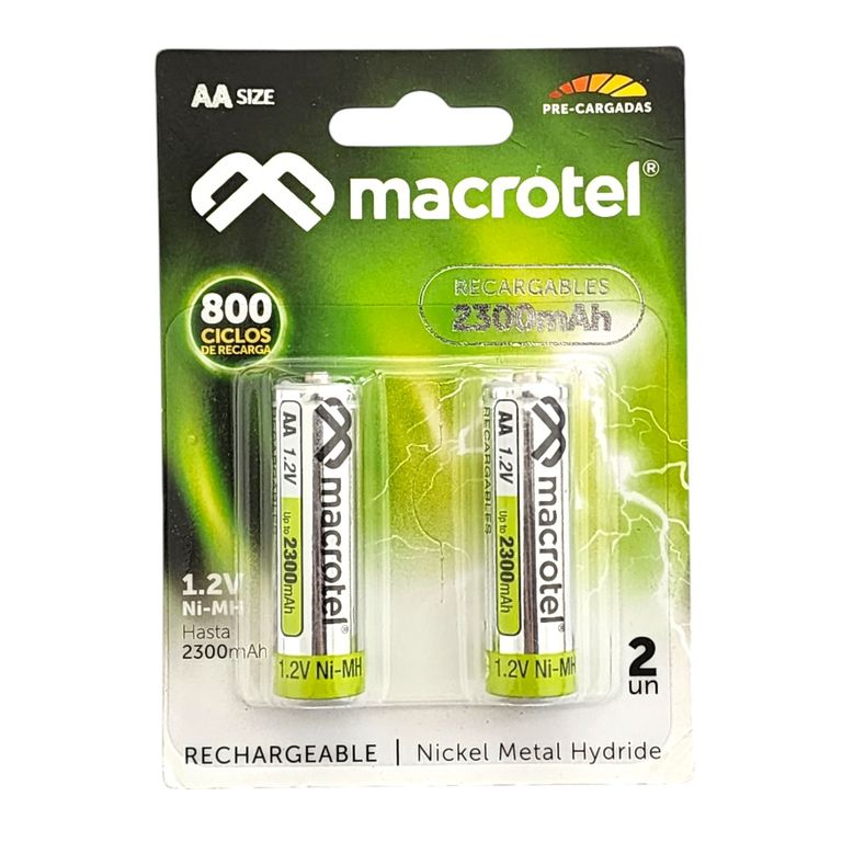 Pack 2 Pilas Recargables AA 1.2v 2300mha