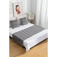 GENERICO - PIECERA DE CAMA DECORATIVA MODELO BAMBÚ GRIS