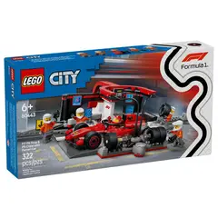 LEGO - Parada en Boxes de F1 y Equipo de Mecánicos con Auto Ferrari