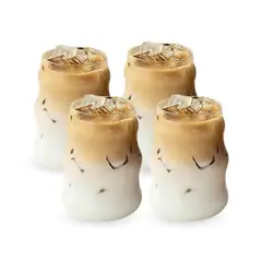 SANTU HOME & DECO - Set 4 Vasos Alto Diseño Ondas Bebidas y Coctel Vidrio 510ml