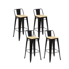 CORI CORI - Pack 4 Taburete Tolix 77cm Negro (Madera)