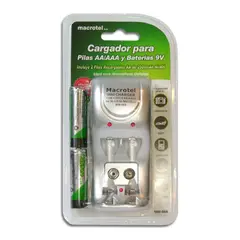 MACROTEL - Cargador Pilas + 2 pilas AA 2500mha