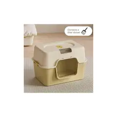 GENERICO - Arenero baño para gatos antisalpicaduras desmontable cafe