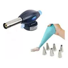 GENERICO - Manga Pastelera 6 Boquillas + Soplete Gas 1300 °c