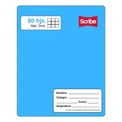 GENERICO - Cuaderno College Scribe 7 mmx 80 Hojas Celeste Premium