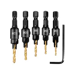 GENERICO - Kit 5 Brocas Avellanadores Madera Carpintería