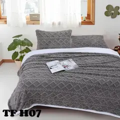 ANGELES DEL HOGAR - FRAZADA TEXTURIZADA 2 PLAZA + 2 FUNDAS GRIS