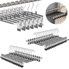 KUANGYE - 30× Perchas para Pantalones Ropa Acero Inoxidable 28CM Metal,Clip Pantalones Antideslizantes