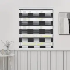 ANGELES DEL HOGAR - CORTINA ROLLER DUO DOBLE COLOR NEGRO CON BLANCO 160X200