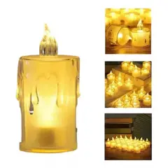 MUNDO MAGIA - Pack 24 Velas De Led A Pila Con Efecto Llama Grandes 8cm