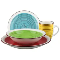 FANTUZZI - Juego de Vajilla Ceramica 24 Piezas Multicolor
