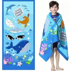 IUNIK - Toalla Párvulo Niño Algodón Playa Infantil azul