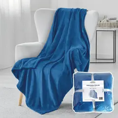 HOMELY - Frazada Polar Termica 2 Plazas Manta 150x200cm Azul