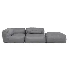 RELAN - Sillón Pouf Seccional Gris / Pouf Sala de Estar