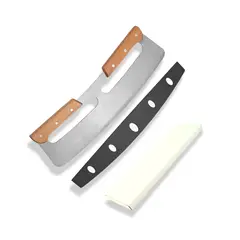 GENERICO - Cuchillo Cortar Pizza Acero Inoxidable Doble Mango 35 CM