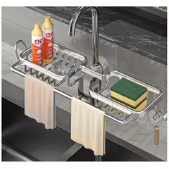 GENERICO - Estante De Almacenamiento Para Grifos Con Toallero De Aluminio