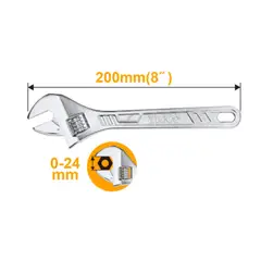 INGCO - LLAVE FRANCESA CROMADA 8? HADW131082